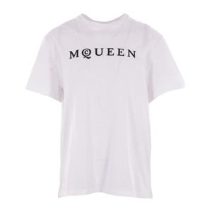 알렉산더맥퀸 화이트 프린티드 로고 크루넥 티셔츠 828420 QTAD