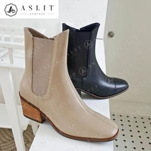 [애슬릿] 여성 납작 스퀘어 앵클 첼시 부츠 힐 6.5cm