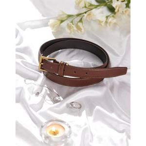 선물포장  (DBBE5F755W3) 브라운 소가죽 골드 버클 비조 여성벨트