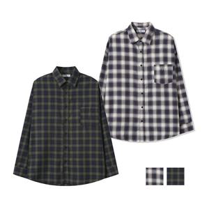 남자 베이직 체크패턴 포켓 카라 셔츠 AC-SHA-Q063-카키