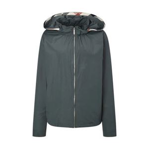 닥스 여성 25SS 바람막이카키 체크 배색 탈착 후드 경량 숏 점퍼 DLJU5B403K3