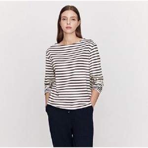 [지오다노]여성 간절기 보트넥 스트라이프 티셔츠 325904