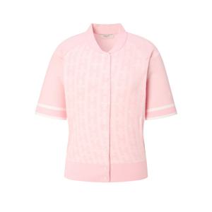 헤지스 골프 여성 25FW 핑크 여성 자카드 패턴 반팔 가디건 HWSW5C613P1