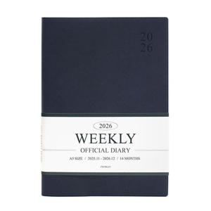 인디고 다이어리 2026 오피셜 A5 위클리 (날짜형 25절 주간) 업무용 (네이비)