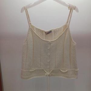 Latium HC06 숏짧은 크롭 펀칭 뷔스티에 앞오픈 울 니트조끼 베스트 T2533vt04I