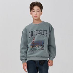 [오션스카이]남아 기모 피그먼트 그래픽 맨투맨 티셔츠-EFJB5131D0H