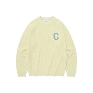 커버낫긴팔티 JQS CO2403KT06-LY 미들 C 로고 크루넥 니트 라이트 옐로우
