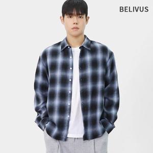 빌리버스 남성 데일리 간절기 면 카라 루즈핏 체크 남방 긴팔 셔츠 BRAT116