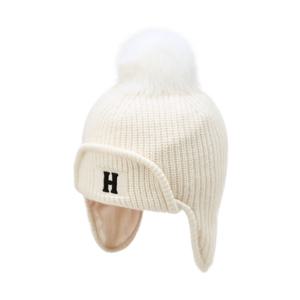 헤지스골프  아이보리 여성 H 이니셜 로고 울혼방 트루퍼 햇(HWHE5F705IV)