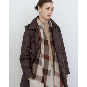 닥스 여성 24FW 가격인하스테디셀러구스다운 브라운 탈착 후드 다이아 퀼팅 롱 중량다운 점퍼 WKJU4D991W3