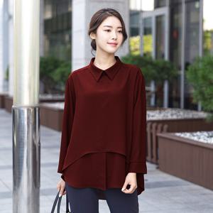[모슬린]엄마옷 레이어드 카라 블라우스 515FGH257 마담/중년여