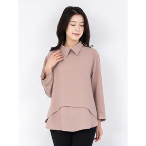 [모슬린]엄마옷 카라 이중 긴팔 블라우스 515FGH164 마담/중년여