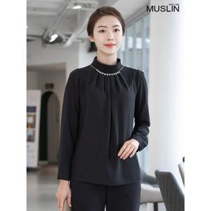 [모슬린]엄마옷 터틀 넥클리스 블라우스 515FGH059 마담/중년여