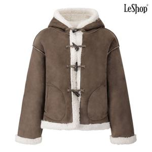 [르샵]후드 더플 버튼 무스탕 자켓 (DP4JK016A)