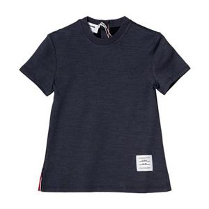 톰브라운 여성 네이비 실크 코튼 반팔 티셔츠 FJS116A 05596 415