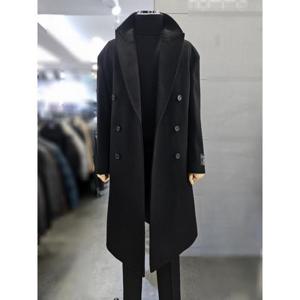 바쏘옴므 세이브존03 바쏘옴므 남자 블랙 울  오버핏 더블 코트 WSATZ4CD18A