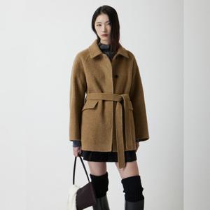 [쥬크]알파카 부클 벨티드 하프 코트 Z254MSG533