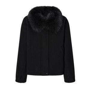 질스튜어트뉴욕   25FW  리얼 폭스퍼 탈부착카라 울캐시미어 하프 숏코트 JSCO5D180BK