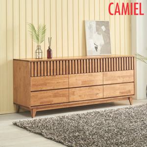 [까미엘]마렌2 고무나무 월넛 1800 템바 와이드서랍장(GO_TE0092)