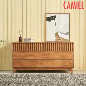 [까미엘]마렌2 고무나무 월넛 1500 템바 와이드서랍장(GO_TE0091)