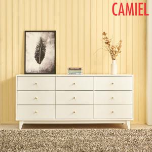 [까미엘]마렌2 고무나무 화이트 1500 와이드 서랍장(GO_TE0086)