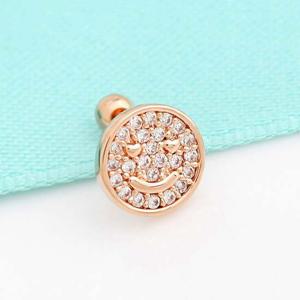 14K 금침 하트스마일 로즈골드 라운드 큐빅 피어싱