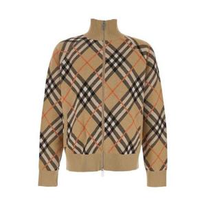 26 SS 버버리 체크 니트 지퍼업 자켓 베이지 8095087