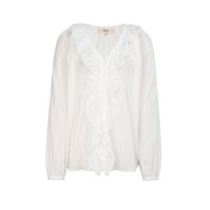 아떼 바네사브루노 25SS 화이트 프릴장식 면 긴팔블라우스 WVBL5B211WT