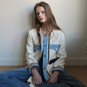 [SATIN] 데님 블럭 트위드 자켓 S261S103