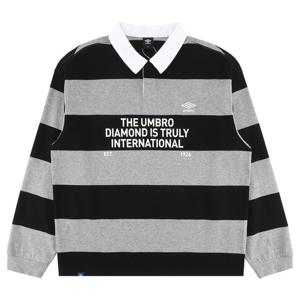 엄브로 스트라이프 럭비 티셔츠 UR121CTL11BLK