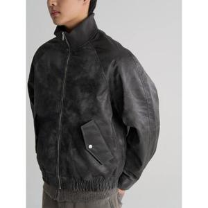 (45613ZCCD4) [에잇세컨즈] 페이크 레더 하이넥 블루종  애쉬