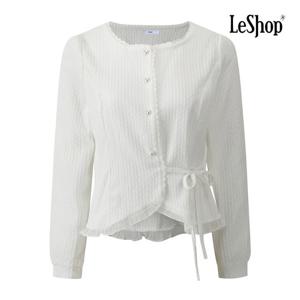 르샵  레이스넥 버튼 허리끈 프릴 블라우스 (BQ1BL014A)