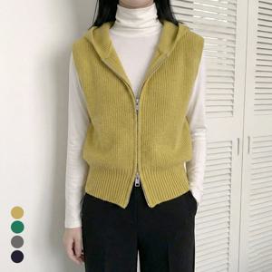 [올리비에스클로젯] 베이직 후드 집업 니트 베스트_O2602KV005A