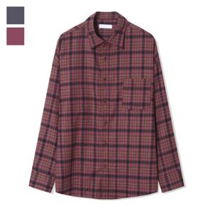 남자 메이트 오버핏 스판 체크 셔츠 남방 AC-SHA-Q041-와인