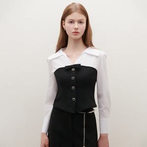 [SATIN] 트위드 레이어드 뷔스티에 블라우스 S261T253