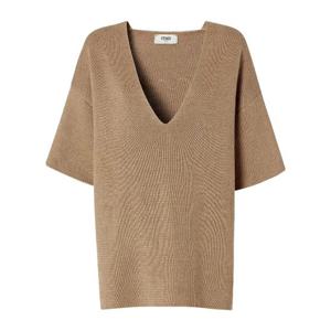 펜디 브이넥 리넨 반팔 티셔츠 FZXD45AUI0 F1SB0