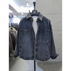 바쏘옴므 세이브존03 바쏘옴므 다크블루 오버핏 데님 셔츠형 트러커 자켓 WSAQA5GU71A