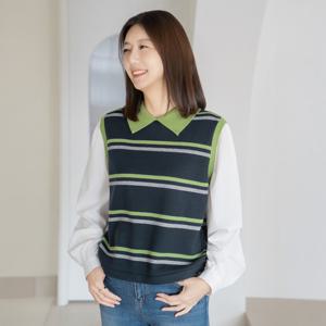 엄마옷 마담4060 블라우스 데일리 여성 카라조끼 -ZBL2601013-