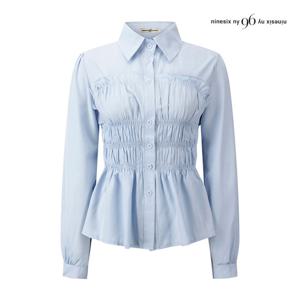 나인식스뉴욕  스모크 밴딩 프릴 블라우스 (NQ1SH001M0)