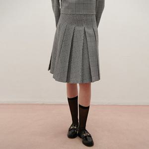 [SATIN] 글랜 체크 주름 스커트 S261T331