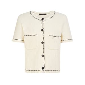 질스튜어트 뉴욕 여성 25SS 아이보리 포켓 코튼 반팔가디건 WJSW5B713IV