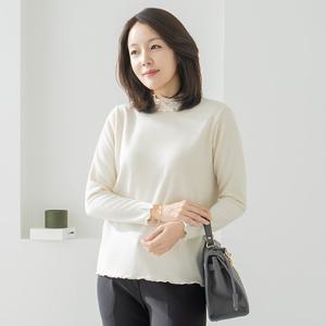 엄마옷 마담4060 이중주름진주폴라티셔츠 데일리 여성-ZTE2601052-