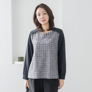 엄마옷 마담4060 트위드진주블라우스 데일리 중년여성-ZBL2601016-