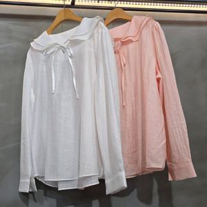 나야홍 / 빅사이즈블라우스 X081L601 꽃잎리본카라블라우스 GO