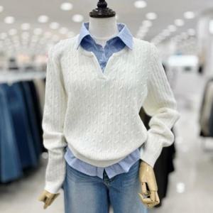 반에이크 HC41 꽈배기 카라배색 니트 VB62KTMP02Z