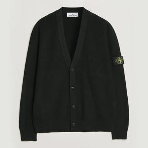 26SS 스톤아일랜드 남성 립드 소프트 오가닉 코튼 브이넥 가디건 블랙 L1S155100009 S00D8 V0029