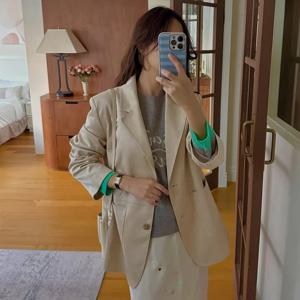 플라스틱아일랜드  (PS1TJ261) 스웨이드 오버핏 싱글 자켓