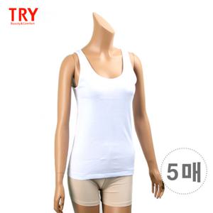 [TRY] 여성 조끼 베이직 런닝 코튼 민소매 여자런닝 5매세트