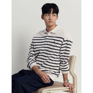 [빈폴멘] 캐주얼 니트라이크 스트라이프 칼라넥 맨투맨  아이보리 (BC5X41C020)