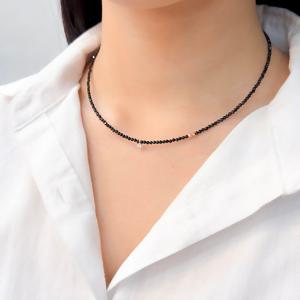 오팔하우스 14k 컷팅볼 3mm 블랙스피넬 큐빅 목걸이 OPPN0253